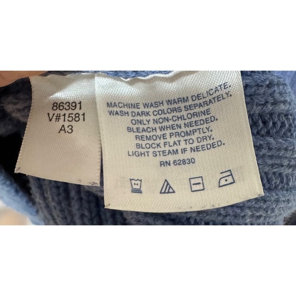 Vintage Lands End Blue Cable Knit Half Zip Sweater Size XL Fishermancore Preppy - Picture 7 of 8